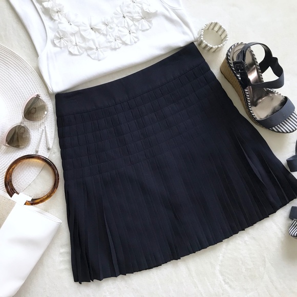 J. Crew Dresses & Skirts - J Crew Navy Drop Waist Knife Pleated Flowy Skirt 0